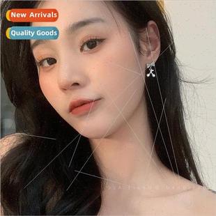 small cherry earrings Full niche bow pendant silver diamond