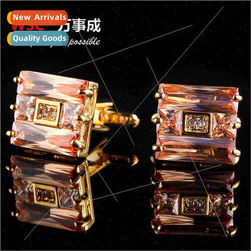 High-grade gold square zirconia cufflinks su shirt personali