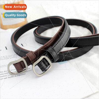 D-shaped day word buckle belt female whout holes belt studen