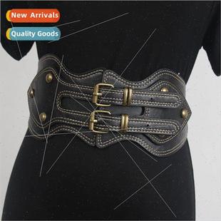 Decoration Skirt Vintage Brown Buckle Belt Double Fashi Wide