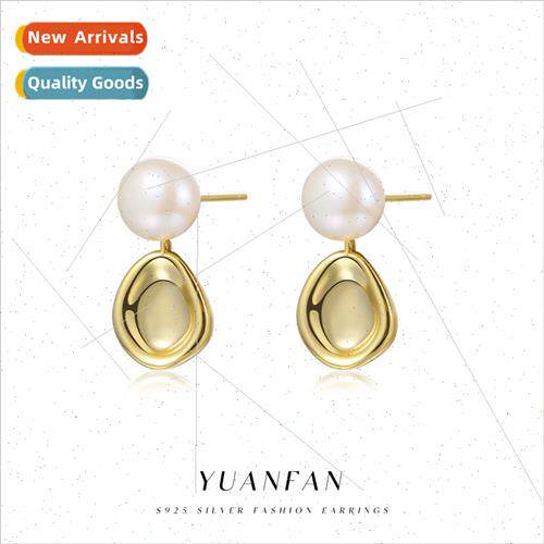 s925 silver French earrings适用women niche metal water drop