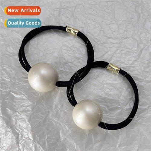 Advanced sense large pearl hair rope hair circle retro basic