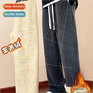 winter velvet padded new 2023 fall men pants sided double
