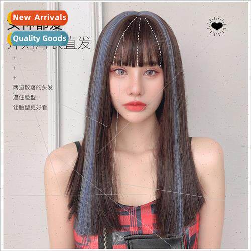 Wig female long hair fashion hanging ears dye color long str