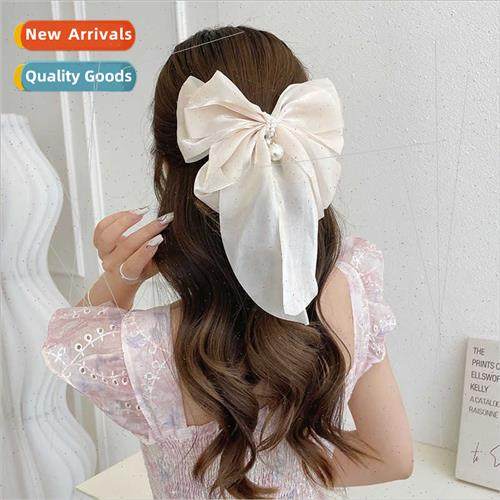 Oversized bow hair clips Korea ribbon spring clip top clip s