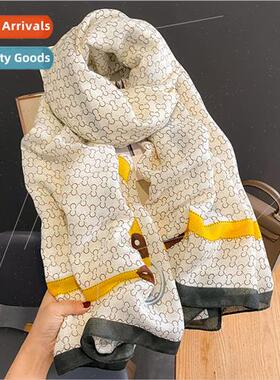 2023 new spring fall fashion cotton linen scarf female dual-