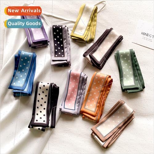 Korea new spring fall polka dot decorative small silk scarf