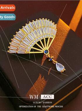 zirconia fan water drop brooch elegant vintage pin accessori
