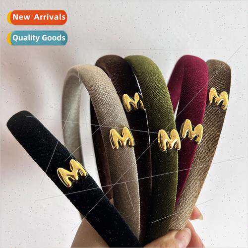 Autumn winter new fine edge embossed letters hair bands hair