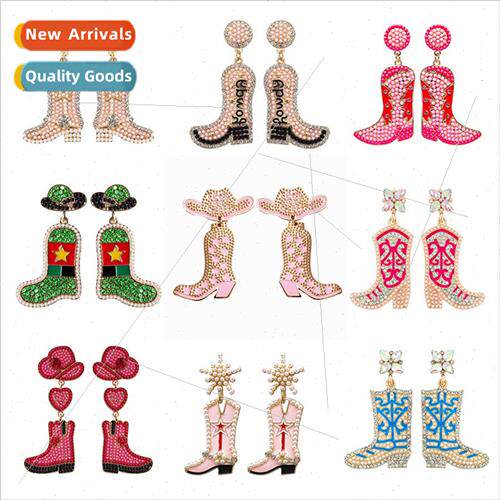 Europe Earrings Western Cowboy Hat Boot Earrings Alloy Rice