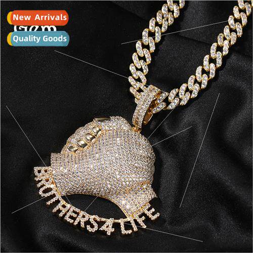 Europe Gold Grip Letter Pendant Boys Necklace Hip Hop Set Sw