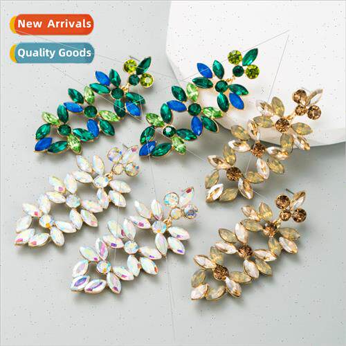 Creative long earrings colorful rhinestone long earrings fem