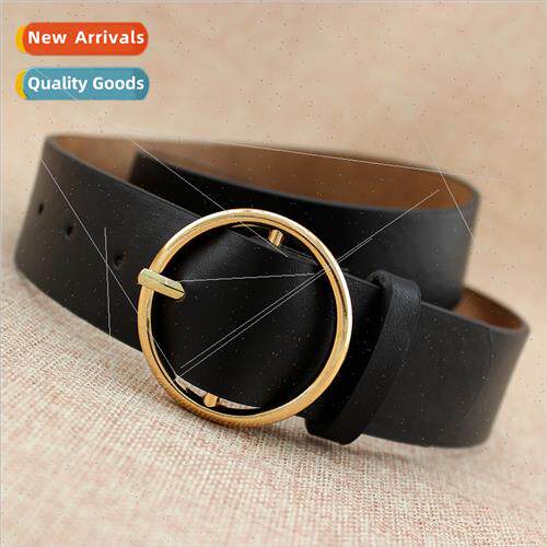 Women Accessories Gold Round Buckle Trouser Belt Women Wide