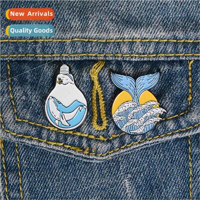 Wave Whale Brooch Collar Backpack Accessory Creative ght Bul