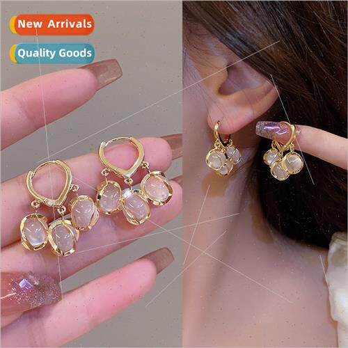 New tide cat eye stone earrings female niche earrings earrin