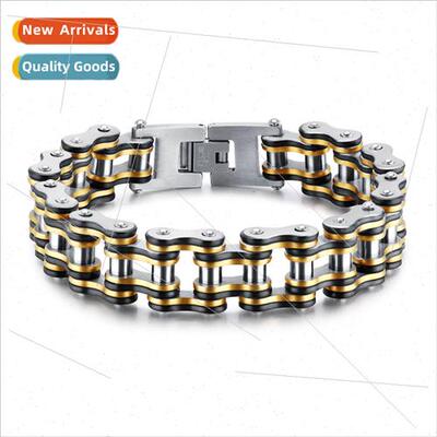 Europe tanium steel black between gold biker chain hjewelry