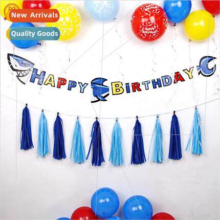 Summer Ocean Shark Theme Party Bunting Birthday Decoration P