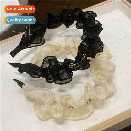 of solid color lace ruffled hair bands girls bangs hair card