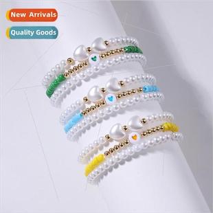 Europe new set bracelets multi-layer love pearl strings colo