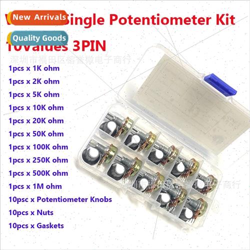 10PCS WH148 Potentiometer Swch 15MM B1K 10K 20K 50K 100K 1M