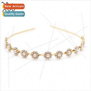 flower hair bands Korean wedding pearl rhinestone head sweet