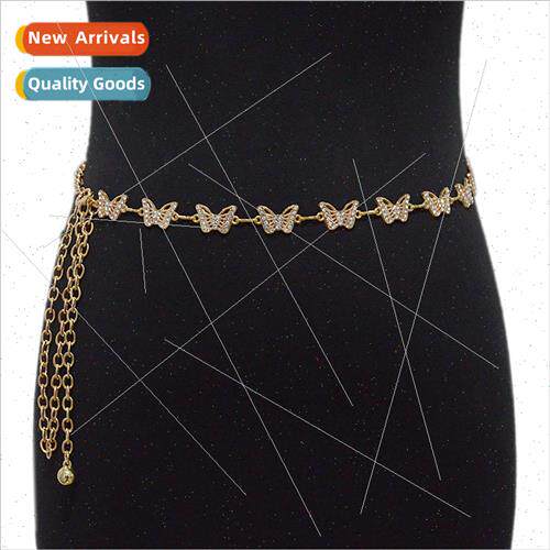 Summer new ladies belt fashion wild butterfly rhinestone inl