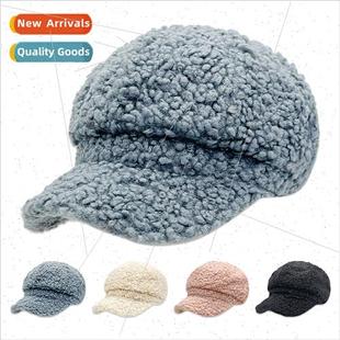 Winter warm lamb wool octagonal cap men Korean solid color l