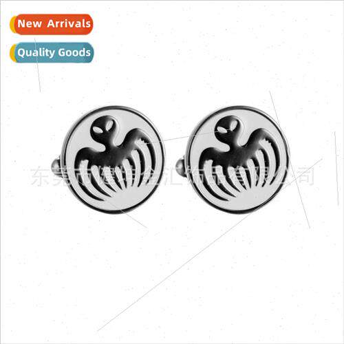 Gun Black James Bond Spec  Cufflinks Octopus Whe Enamel Octo