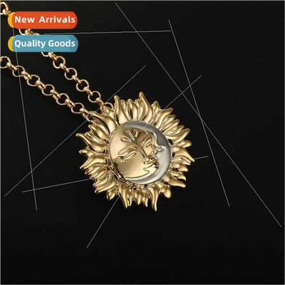 new Sun Moon Abstract Pendant Necklace Women  Friends Collar