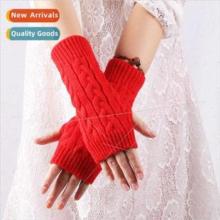 winter warm finger gloves half fall twist Woolen