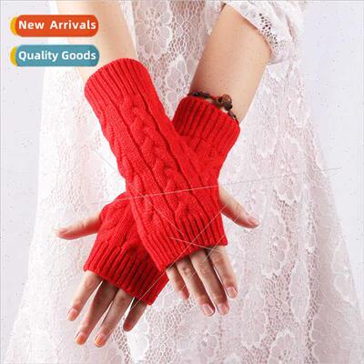 Woolen gloves fall winter warm 8 twist gloves half finger th