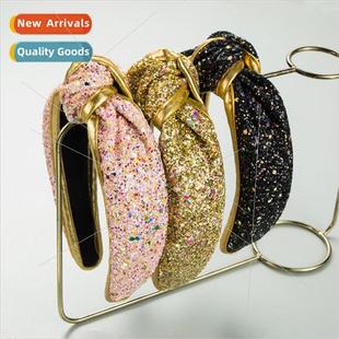 ins sequins winter fall wind female band hair wrapped gold