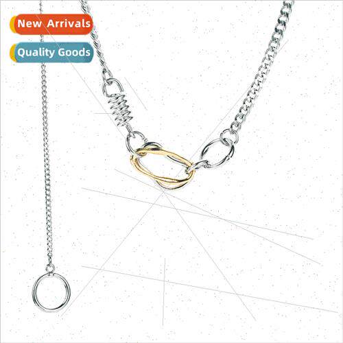 ins hip-hop cold wind sense double ring tassel collarbone ch