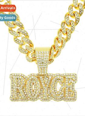 Personalized full diamonds letters Cuban chain pendant neckl