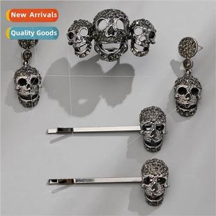 New Halloween jewelry three sets spooky skull ring earrings