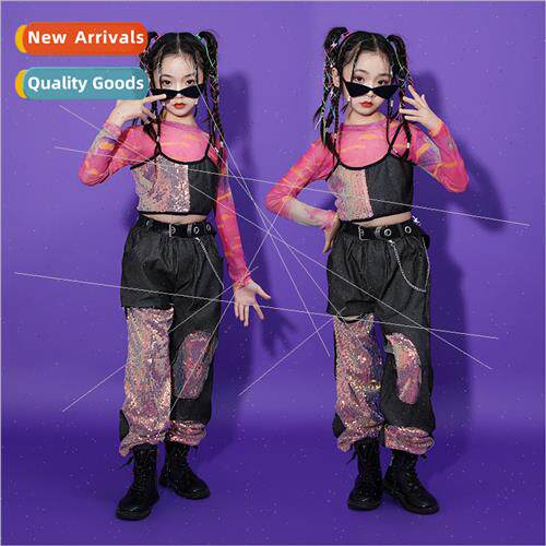 Girls hip-hop stage walk tide clothing sequins set dance per