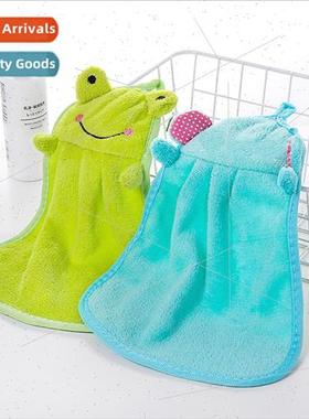 Cute Cartoon Coral Velvet Hand Towel Kitchen Hanging Absorbe