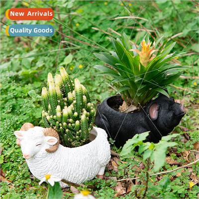 mulation Animal Resin Crafts Pig Ornament Home Outdoor Garde