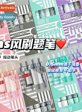 Checkerboard limed quick-drying pen student ins push pen hig