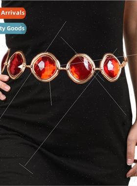 Women Belt Chain Halloween Decoration Prismatic Ruby Chain B