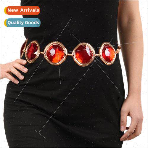 Women Belt Chain Halloween Decoration Prismatic Ruby Chain B