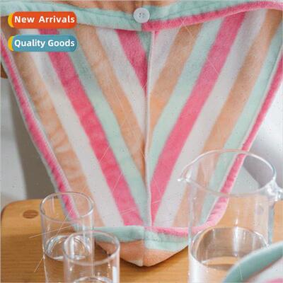Microfiber thickened water-absorbent colorful stripes dry ha