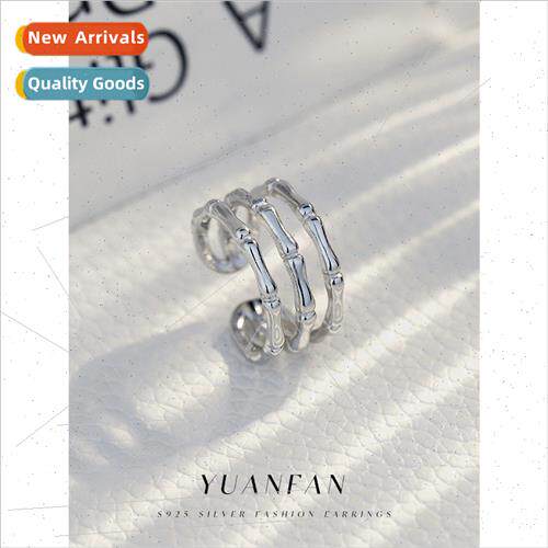 s925 silver niche bamboo skeleton ring female open finger ri