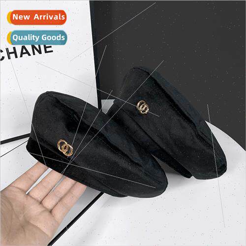 Velvet beret female new black elegant painter hat Korean fas