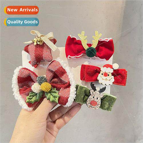 Vintage Christmas accessories hair clips hairball bow bells