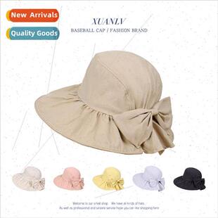 Summer large-brimmed bow pleated fisherman hat children outd