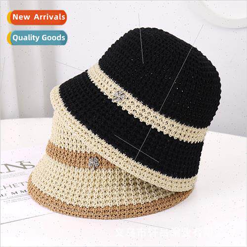 hollow breathable knted bucket hat female Korean casual wild