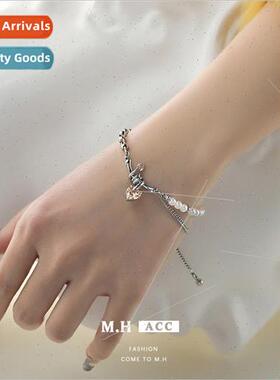 Orange Heart Zirconia Bracelet che Pearl String Hundred HJew