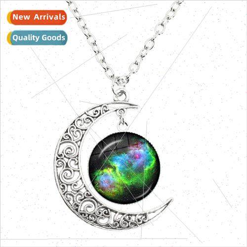 New Star Moon Necklace Nebula Galaxy Art Ashion Pendant Glas
