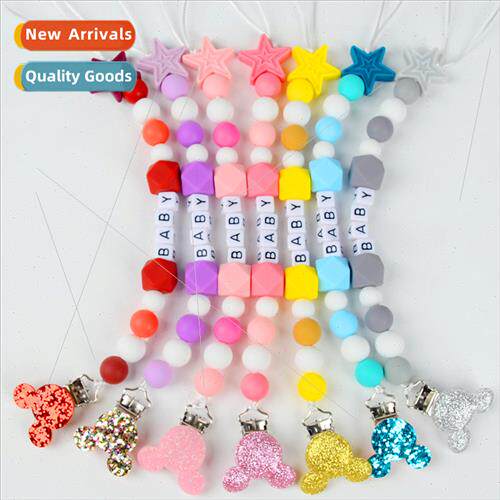 Shiny Mickey head new baby soother chain baby silicone teeth